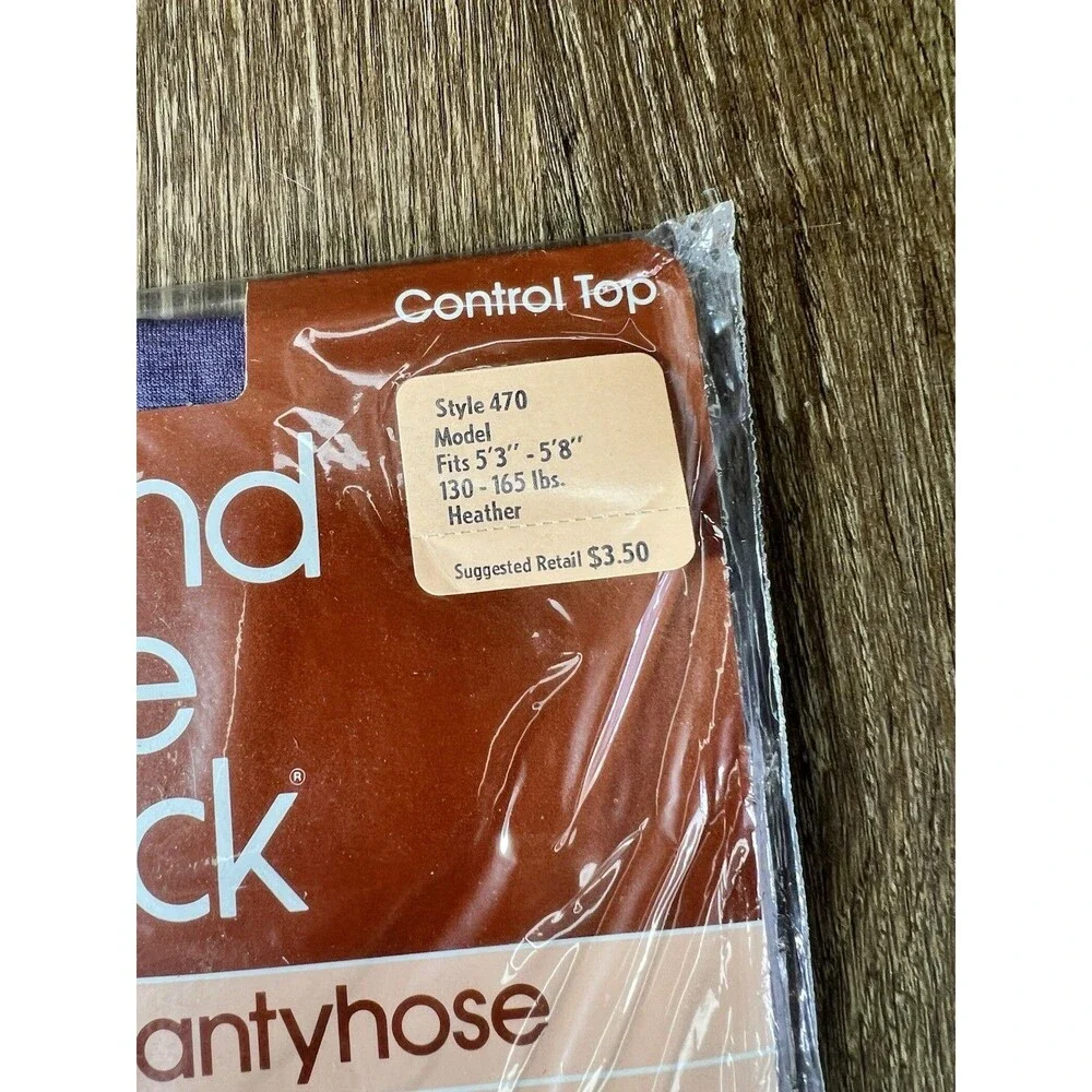 Vtg Round The Clock Control Top Pantyhose Heather Purple Size Model NIP 80s